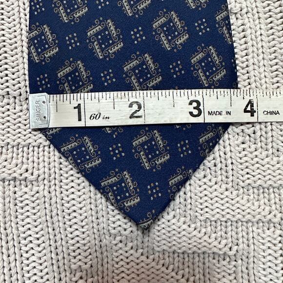 Vintage Giorgio Armani navy blue geometric silk tie - Picture 6 of 6
